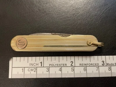 Vintage REMINGTON UMC Gold Tone Art Deco Etched Pen Knife Plated Not Marked Fob - Image 1 of 4