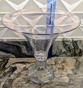 Tiffin elegante Glas Trompetenvase, sechseckiger Stufenfuß früh amerikanisch 9 &1/2"  - Bild 1 von 19