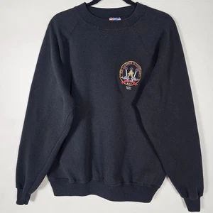Vintage 90s Hanes US Navy 7601 Mens XL Long Sleeve Black Pullover Sweatshirt - Picture 1 of 7