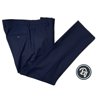 Mens 34 X 30 J Crew Ludlow Slim X Loro Piana Solid Navy Blue Wool Suit Trousers - Image 1 of 4