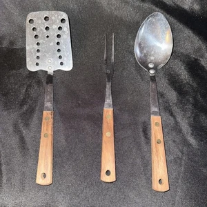 Utensilio de cocina vintage con mango de madera de acero inoxidable hecho en Japón - Imagen 1 de 9