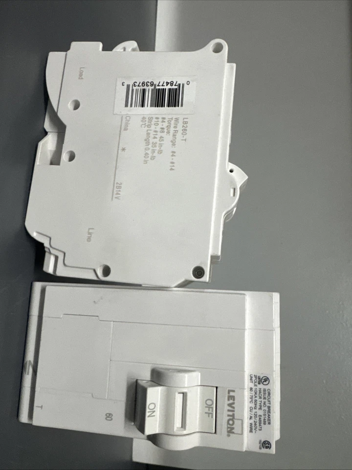Leviton Estándar 2 Polos 60 A 120 V/240 LB260-T Lote De 2 Foto 1 de 1