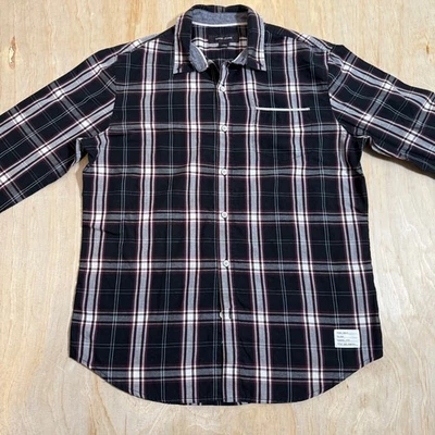 Adam Levine Casual Button-Down Shirt Men's Black Red Plaid S Cotton - Image 1 of 4