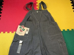 Key Bib Overalls Heavy Weight Hickory Stripe Men's Size 50 X 32 New Tag Made USA - Picture 1 of 13