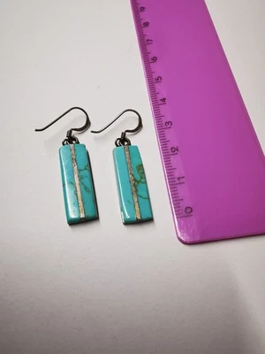 Orecchini pendenti Argento e Turchese 2 cm - Immagine 1 di 2