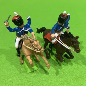 Britains Deetail Napoleonic Cavalry British (Blue) Hussar Soldiers x2. Made UK - Picture 1 of 7
