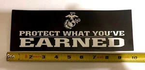 USMC Marine Corps Protect What You've Earned 10 x 3.5 Inch Rectangular Magnet - Picture 1 of 2