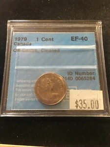 1979 ERROR, Off Center Strike CCCS Graded Canadian, Small One Cent,**EF-40 Cln** - Bild 1 von 5