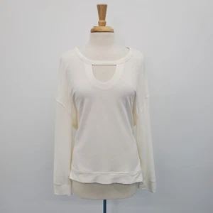 Juicy Couture Womens Long Sleeve Cut Out Keyhole Neck Sweatshirt Size XL Ivory - Picture 1 of 12