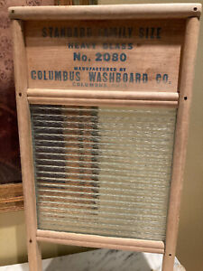 Vintage Columbus Washboard Co. Standard Family Size Heavy Glass No. 2080