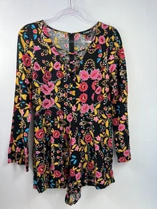 Express Romper Women's Size 10 Floral Long Sleeve V-Neck with False Laces - Picture 1 of 9