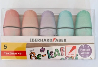 EBERHARD FABER Glitzer pastell Mini Textmarker mit Keilspitze, 5 Stifte im Etui - Bild 1 von 3