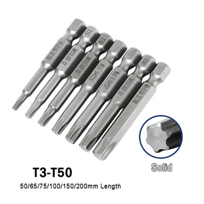 Magnetic Torx Bit T3 T4 T5 T6 to T50 Security Screwdriver Bits 1/4" Hex Shank - Image 1 of 4