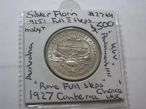 1927 Florin Australia Canberra First Strike Parliament Silver Coin 4 STEPS #4S1 - Picture 1 of 17