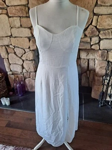 Shein Cream/ivory Strappy Front Split Lined Summer Dress Size M BNWT - Picture 1 of 11