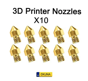 3D Printer Nozzle 0.4mm 10 Extruder MK8 Creality Ender 3 Pro CR-10r Anet A8 m6 - Picture 1 of 7