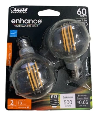 Feit Electric Enhance 60W Replacement LED Bulbs E12 Base Dimmable 500 Lumens 2 P - Image 1 of 3