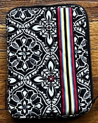 VERA BRADLEY protective Tablet Sleeve Cover Floral print 9”x 7” Black/white/red - Image 1 of 4