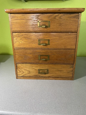 Antique File Cabinet, Oak Four Drawer Office Furniture Tabletop The Waddell WWW Cover