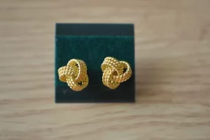 Twisted Rope Knot Earrings in 14k Yellow Gold Over Fine Silver ~ 2.3g - Picture 1 of 6