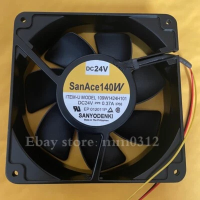 Sanyo 109W1424H101 140 mm x 140 mm x 38 mm 24V 0.37A IP68 waterproof fan - Image 1 of 2