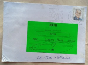 BELGIUM 2000 COVER WITH NATO KFOR BELGIAN CONTINGENT ECONOMY LABEL - Picture 1 of 1