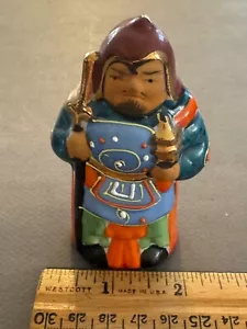 JAPANESE KUTANI SATSUMA MORIAGE BISHAMONTEN WAR & BATTLE 7 LUCKY GOD FIGURINE - Picture 1 of 5