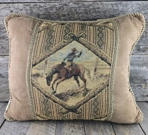 HiEnd Accents Cowboy Throw Pillow decorative bucking horse Lodge Rustic Ranch - Picture 1 of 8