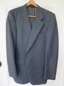 Burberrys Men's Gray Pinstripe Wool Suit 2 Piece 42L 34W Vintage England - Picture 1 of 10