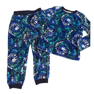 Lands End Kids Pajama Set 8 Flame Resistant Tie-Dye Plush Fleece - Picture 1 of 8