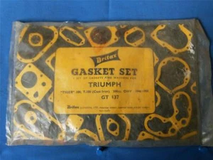 Juego de juntas Triumph de lote antiguo, hierro fundido T100 1946 - 1950 por Britax A84 - Imagen 1 de 1