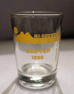 Souvenir Denver Colorado 1986 Sample Size Drinking Glass HI-COUNTRY TENPIN DERBY - Picture 1 of 2