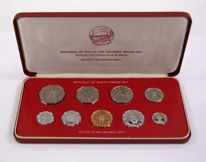 1976 Republic of Malta 9-Coin Proof Set Franklin Mint - Picture 1 of 5