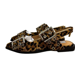 Steve Madden Graya Flat Women's Size 6 Leopard Print Fur Buckle Mules New - Picture 1 of 5