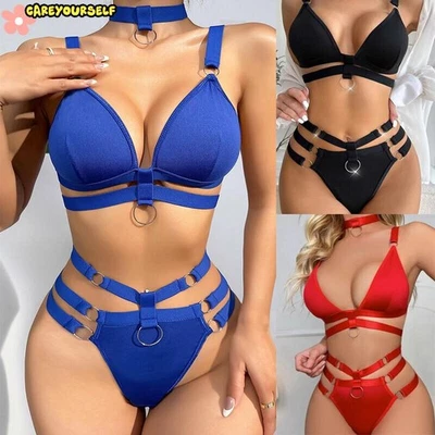 Sexy Womens Bra Top G-String Underwear Set Lingerie Babydoll Strappy Sleepwear - Bild 1 von 4
