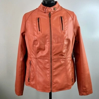 Relativity Cabachonor faux leather moto jacket rust color sz 1X NWT - Image 1 of 4