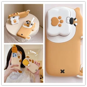 Funda de teléfono con soporte abatible con lente de hueso para perro suave de silicona para iPhone 16 Pro Max-12 - Imagen 1 de 20