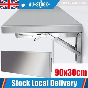 Folding Wall Mounted Table Shelf Stainless Steel Serving Food Shelf Silver - Picture 1 of 10