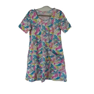Fresh Produce Tropical Floral Print Short Dress Pullover Knit Casual Women L - Picture 1 of 9