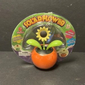 Solar Powered Dancing Toy Bobblehead - Mini Sunflower In Orange Flower Pot - Picture 1 of 1