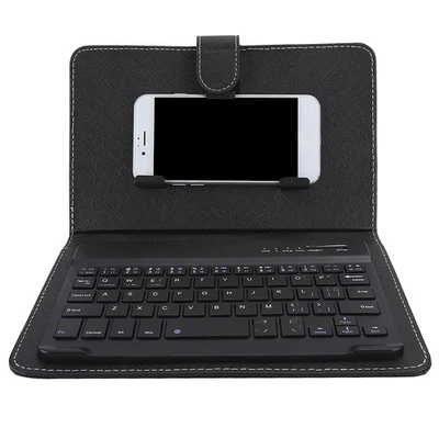 Wireless Spanish Keyboard With Leather Cover For 4.5-6.8in Mobile - Image 1 of 4
