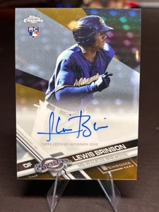 2017 TOPPS CHROME Lewis Brinson RC Auto Gold Refractor /50 Brewers RA-LB - Bild 1 von 2