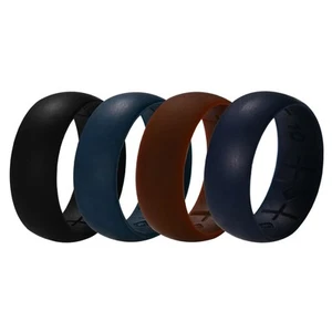 4pcs Silicone Wedding Ring Men Flex Fit Sports Gym Rubber Band SIZE 8-13 - Picture 1 of 6