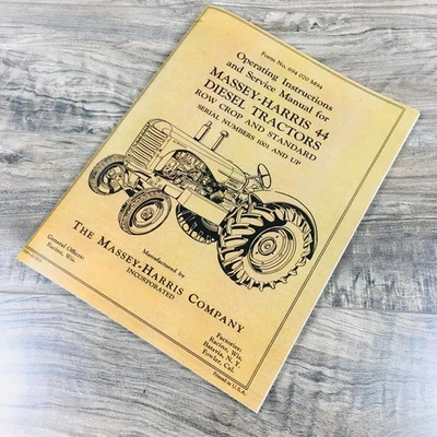 Massey-Harris 44 Diesel Tractor Operators Owners Service Manual Instructions - Image 1 of 4