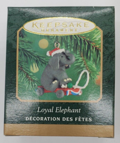 2000 Loyal Elephant ~ Pull Toy, Wheels Turn ~ Hallmark Miniature Ornament - Nib