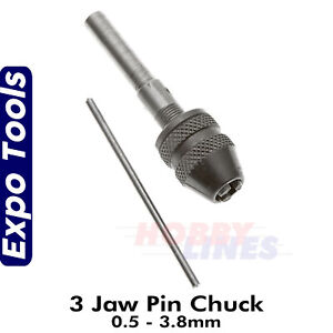 3 JAW PIN CHUCK 0.5-3.8mm drill bit Pillar drill modeller lathe Expo Tools 12806