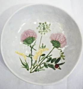 Cuenco de gres Salt Marsh Pottery Early De colección Dartmouth MA Goldenrod Rosehip Thist - Imagen 1 de 8