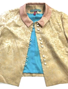 Patty Shelabarger Italian Silk Brocade And Lurex Blazer Jacket Medium M Y2K - Picture 1 of 12