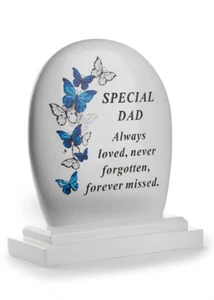 Placa Conmemorativa Mariposa Adorno Tumba Decoración Funeral Homenaje y Verso - Imagen 1 de 8