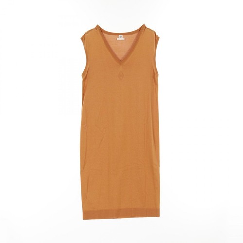 HERMÈS Abito HERMES H logo #36 senza maniche scollo a V 56 7722 seta marrone usato